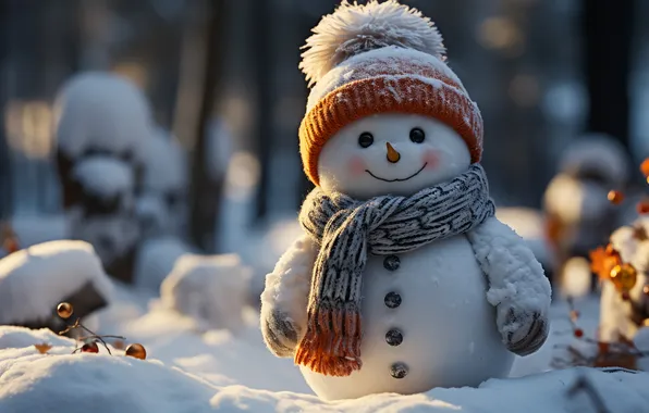 Зима, снег, Рождество, Новый год, снеговик, Christmas, winter, snow