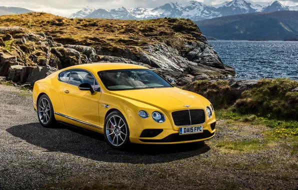 Желтый, Bentley, Continental, бентли, континенталь, V8 S, 2015