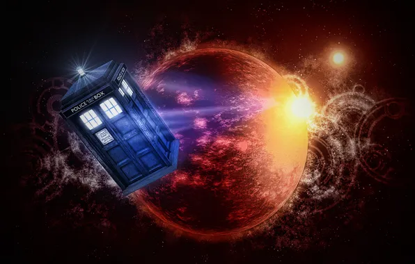 Космос, звезды, пространство, планета, будка, Doctor Who, Доктор Кто, ТАРДИС