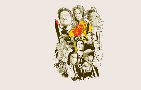 Кино, минимализм, cinema, белый фон, minimalism, white background, фильмы Тарантино, Tarantino films