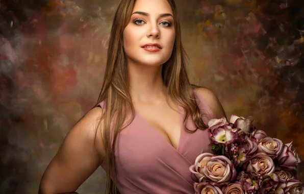 Картинка девушка, цветы, портрет, Agata