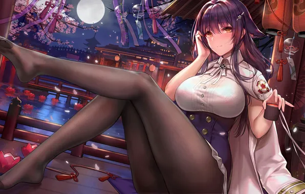 Girl, sexy, long hair, dress, boobs, anime, beautiful, pretty