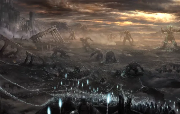 Art, battle, intro, demon's souls, demon's