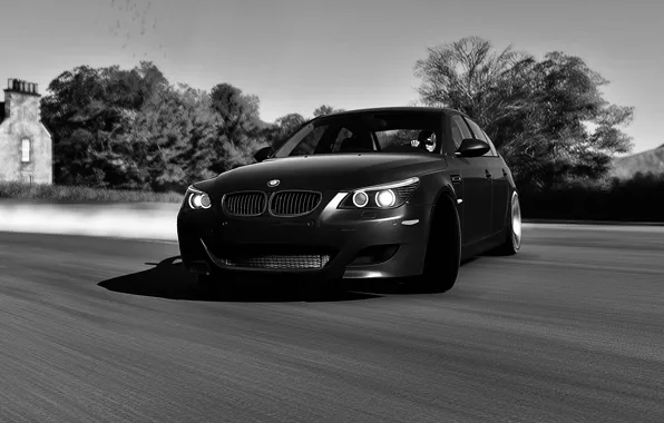 HDR, BMW, Drift, Smoke, Game, E60, Trees, 5er