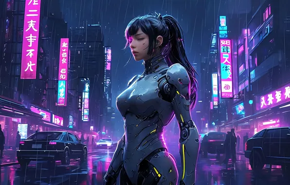 Girl, robot, portrait