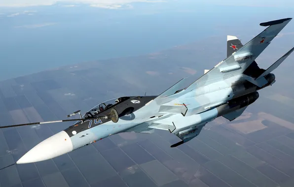 Картинка ОКБ Сухого, дозаправка в воздухе, поколения 4+, Су-30СМ, серийный модернизированный, российский двухместный многоцелевой истребитель, МА …