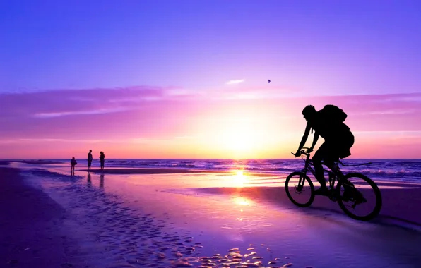 Велосипед, человек, морская свежесть