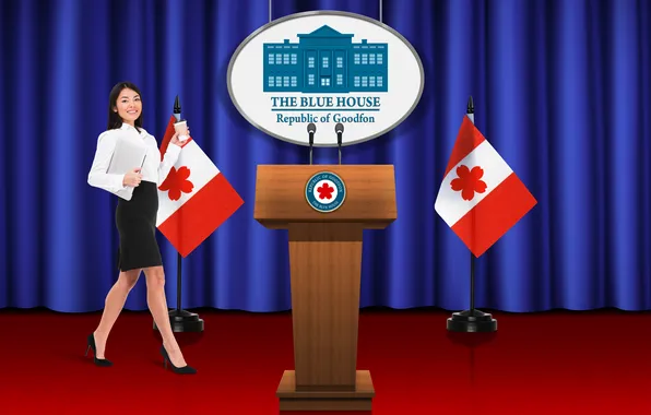 Goverment, spokeswoman, Briefing Room, republic of goodfon, the blue house
