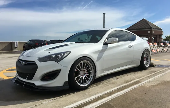 Car, машина, небо, тюнинг, wheels, Hyundai, сбоку, tuning