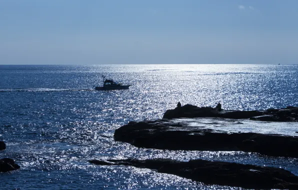 Картинка море, небо, пейзаж, голубое, police, морская полиция