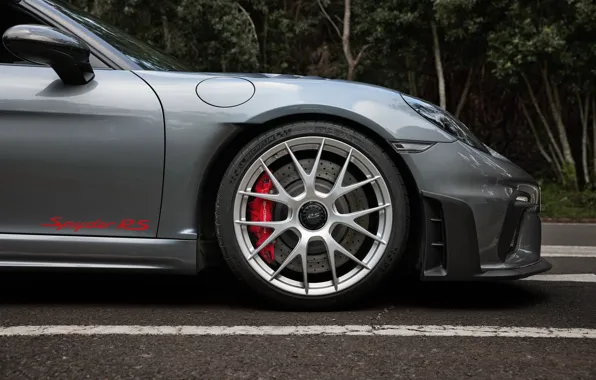 Porsche, close-up, wheel, 718, Porsche 718 Spyder RS