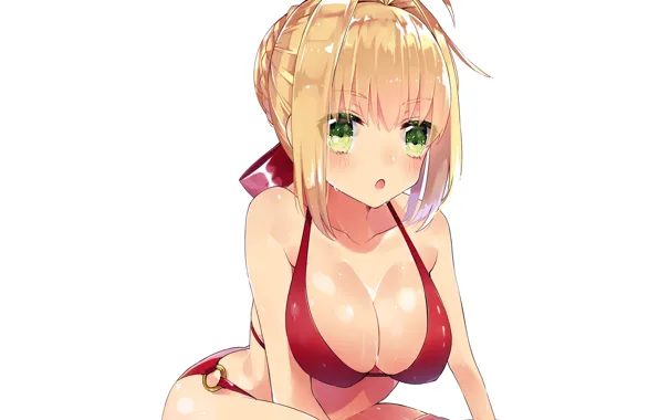 Girl, sexy, wet, cleavage, boobs, anime, beautiful, short hair