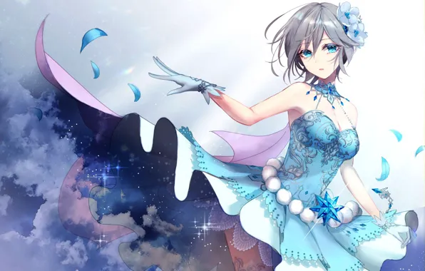 Girl, sexy, Anastasia, cleavage, dress, boobs, anime, blue eyes