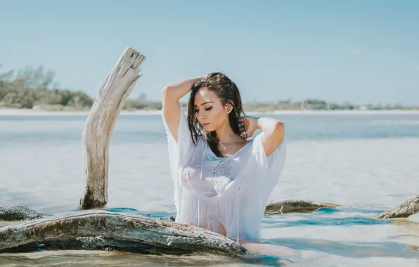 Картинка wet, model, brunette, pose