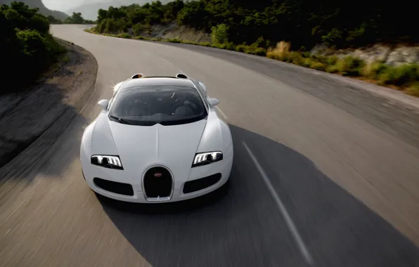 Дорога, солнце, veyron, bugatti