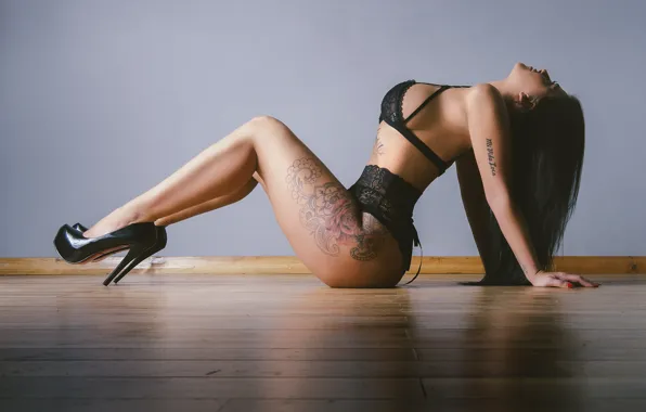 Sexy, ass, model, tattoo, butt, heels