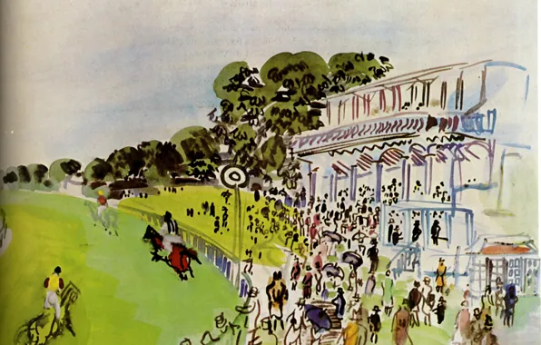 New York, 1930, Raoul Dufy, Collection Abraham L. Bienstock, Races With Goodwwood, Aquarelle et gouache, …