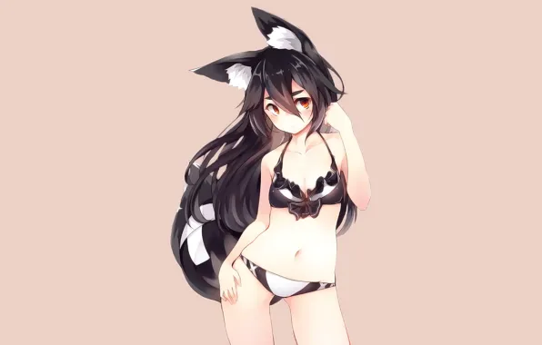 Girl, sexy, cleavage, long hair, boobs, animal ears, anime, beautiful