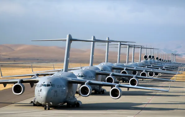 Картинка C-17 Globemaster, U.S. Air Force, Airpower, elephant walk