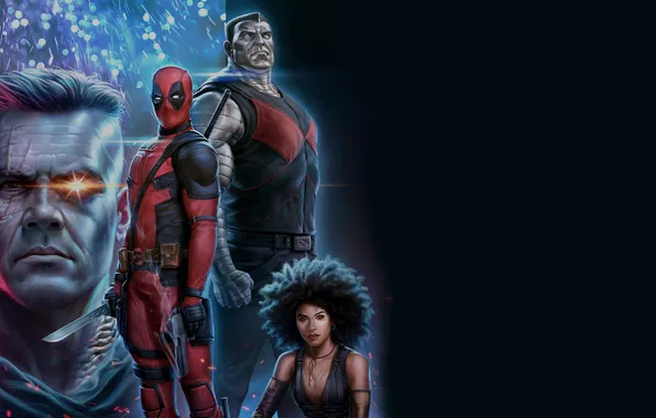 Фантастика, рисунок, арт, Райан Рейнольдс, Ryan Reynolds, черный фон, Deadpool, комикс