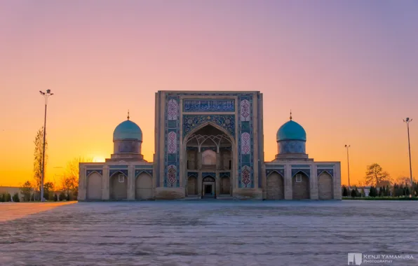 Закат, мечеть, photographer, Узбекистан, Kenji Yamamura, Бухара