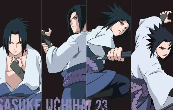 Коллаж, черный фон, ниндзя, Naruto, красные глаза, sharingan, ninja, Uchiha Sasuke