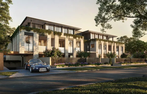 Дорога, растительность, здание, автомобиль, Aspen Malvern East