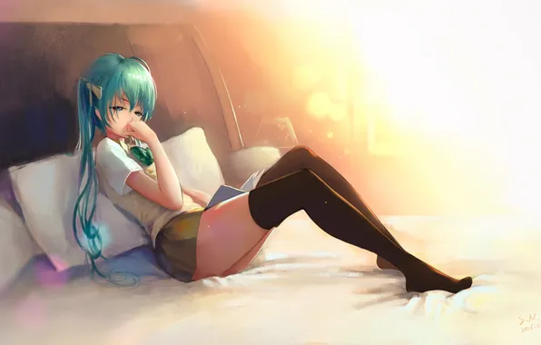 Девушка, аниме, арт, форма, школьница, vocaloid, hatsune miku, sombernight