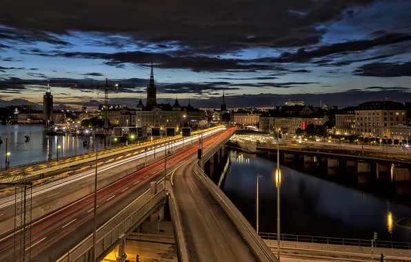 Картинка ночь, город, stockholm