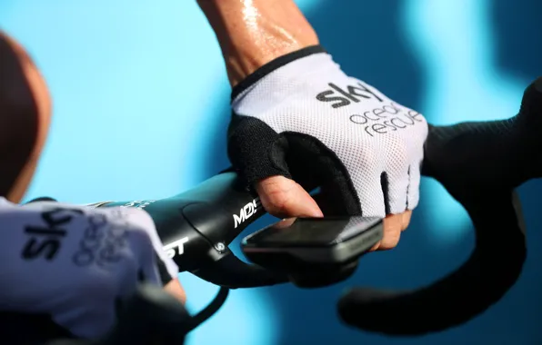 Руки, приборы, руль, Sky, велоспорт, рукавицы, дорожник, procycling