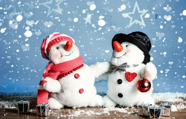 Зима, снег, снежинки, Новый Год, Рождество, снеговик, happy, Christmas