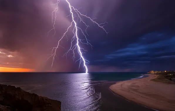 Картинка небо, ночь, молния, вечер, Австралия