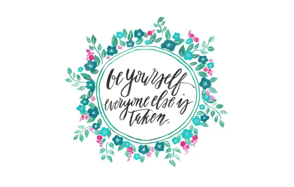 Цветы, рисунок, круг, акварель, фраза, цитата, вдохновение, мотивация