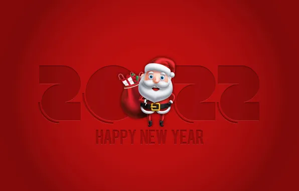 Зима, фон, праздник, цифры, Новый год, new year, Дед Мороз, 2022