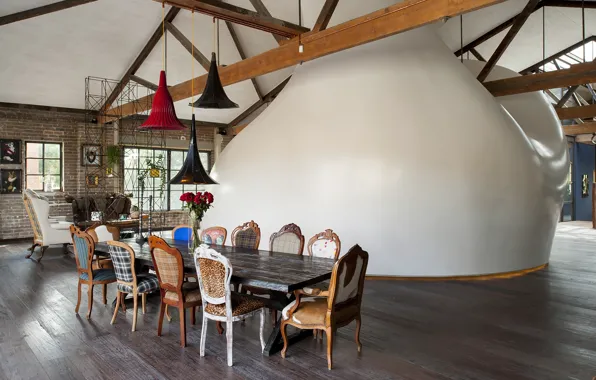 Дизайн, стиль, интерьер, warehouse, столовая, Inspiring Loft