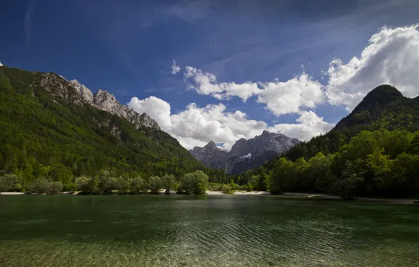 Горы, природа, озеро, Словения, Slovenia, Kranjska Gora, Lake Jasna, Краньска-Гора