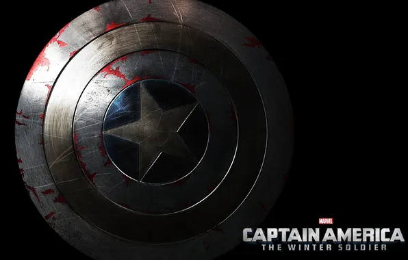 Щит, черный фон, постер, крупным планом, Первый мститель: Другая война, Captain America: The Winter Soldier