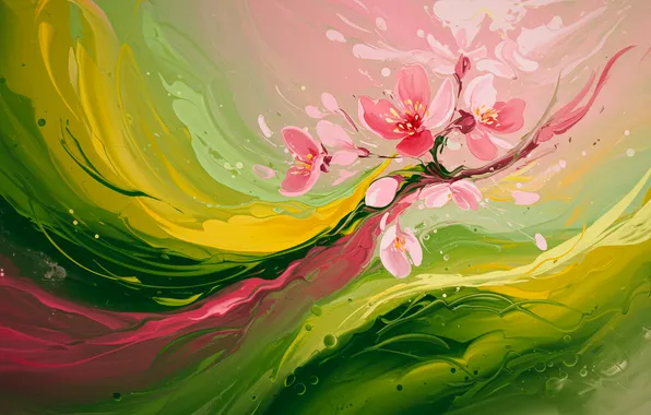 Цветы, яркий, абстракция, рисунок, весна, abstract, арт, art