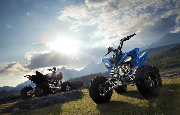 Солнце, горы, мотоциклы, Yamaha, ATV 26