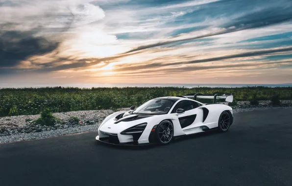 Дорога, белый, суперкар, спорткар, McLaren Senna