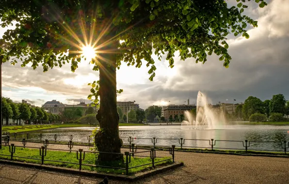 Картинка Норвегия, фонтан, Берген, Bergen