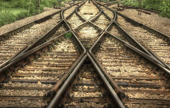 Metal, road, wood, rails