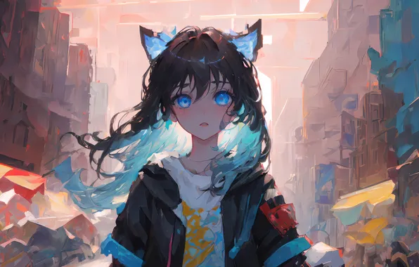Anime, Girls, Digital Art, Cat Girl, AI Generated