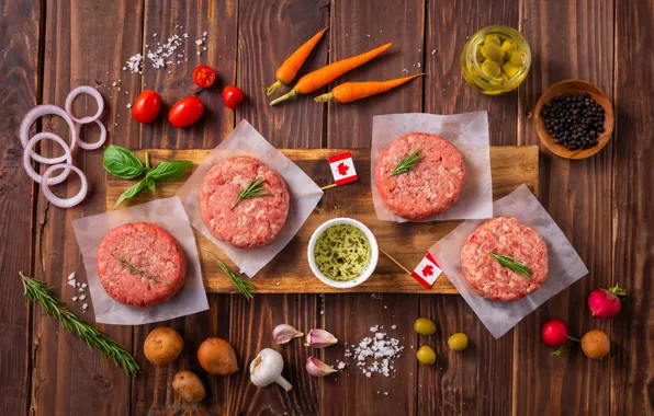 Лук, горох, мясо, помидоры, оливки, морковь, чеснок, розмарин