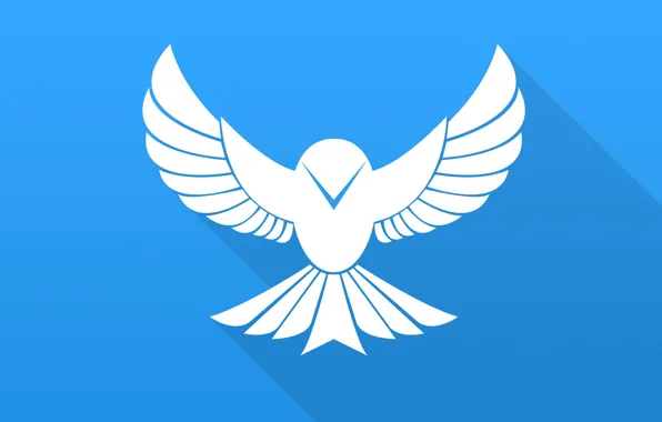 Птица, крылья, вектор, bird, blue, flat