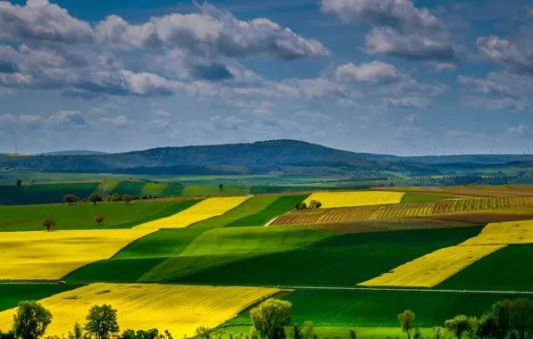 Картинка холмы, поля, Германия, Рейнланд-Пфальц