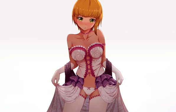 Girl, sexy, lingerie, pantsu, cleavage, panties, thighhighs, dress