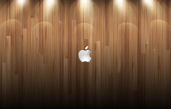 Картинка стена, дерево, Apple, mac, logo