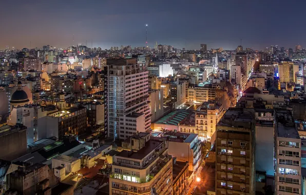 Argentina, night, cityscape, Buenos Aires, urban scene