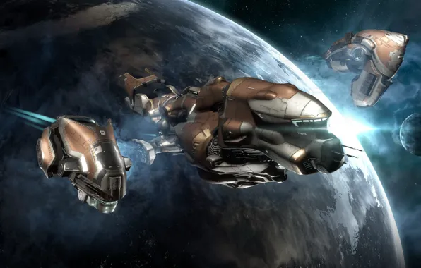 Туманность, планета, Космос, space, космический корабль, eve online, space ship, космоопера
